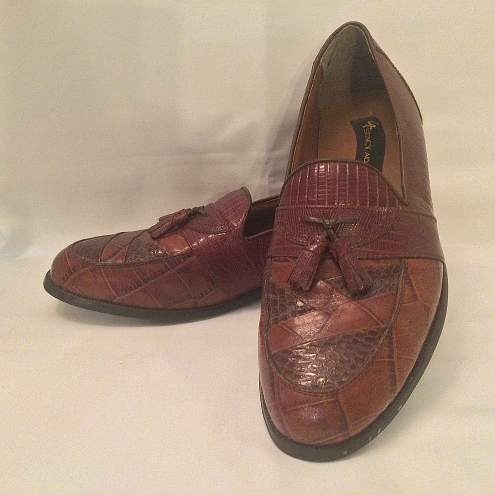 Stacy Adams Mens Brown Snakeskin Loafers Size 10 Beautiful!